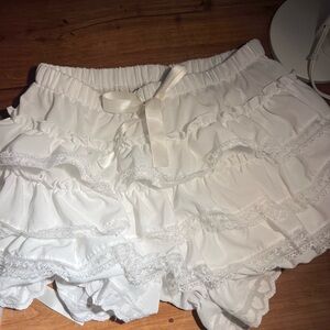 White Ruffled Lace Shorts